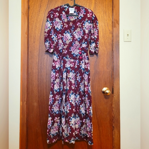 Vintage floral midi dress -  S/M - Picture 1 of 5